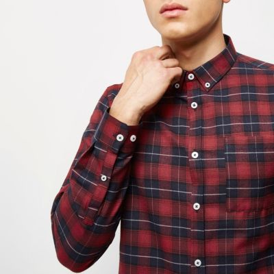 Red casual check shirt
